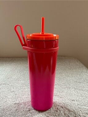 NWT Starbucks 2025 Neon Pink Orange Sunset SS Carry Loop Leak Proof SS Tumbler
